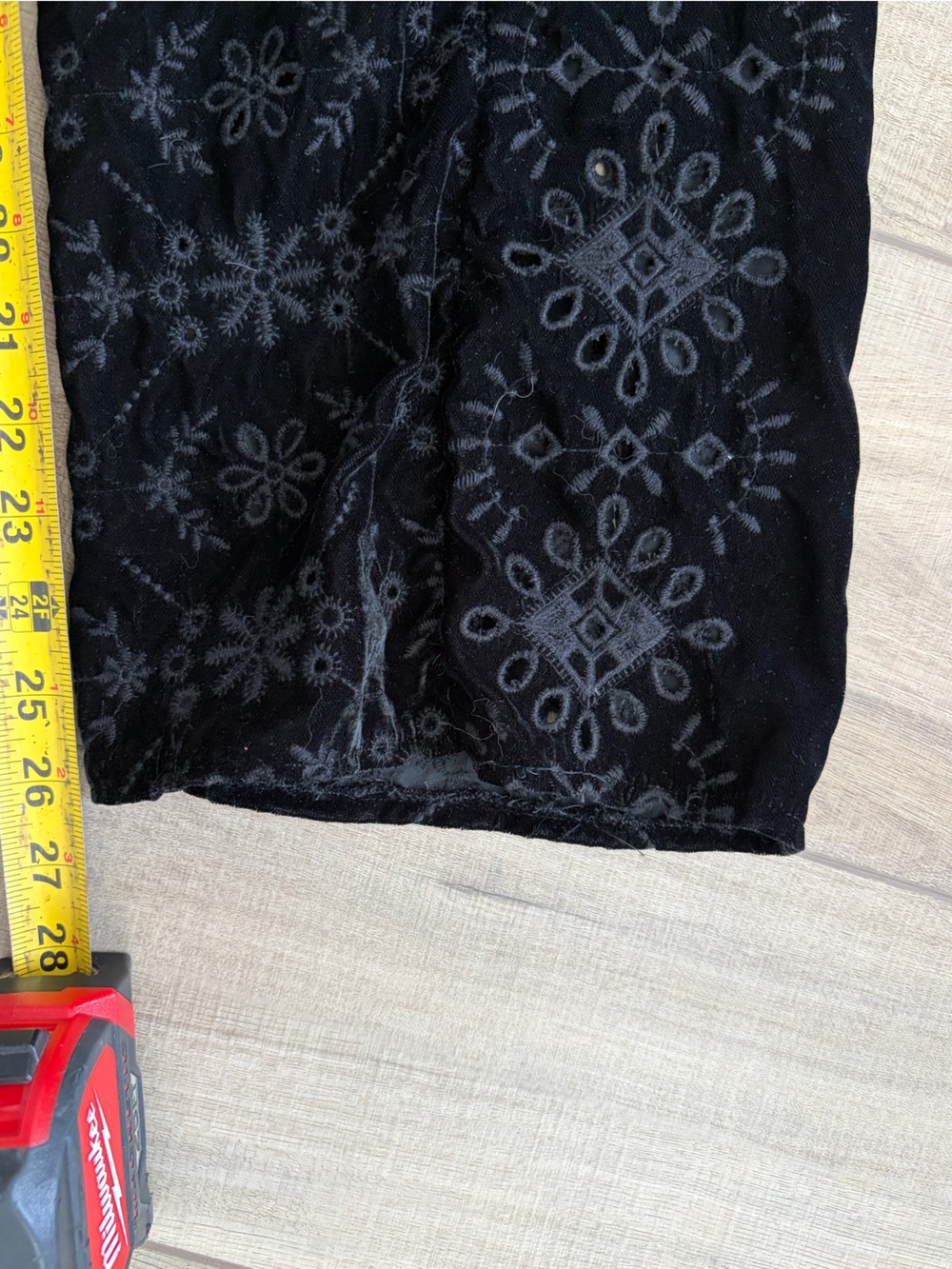 Zara Alina Black Velvet Embroidered Eyelet Wide Leg Contemporary Pant Trousers M - Picture 10 of 11